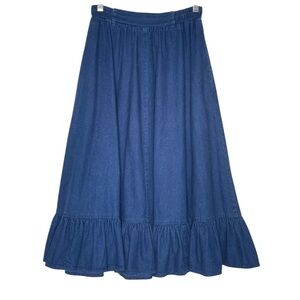 Vtg. Mr. Stan Denim Blue Jean FULL SKIRT, 1970's, Ruffle Flounce Western Size 8